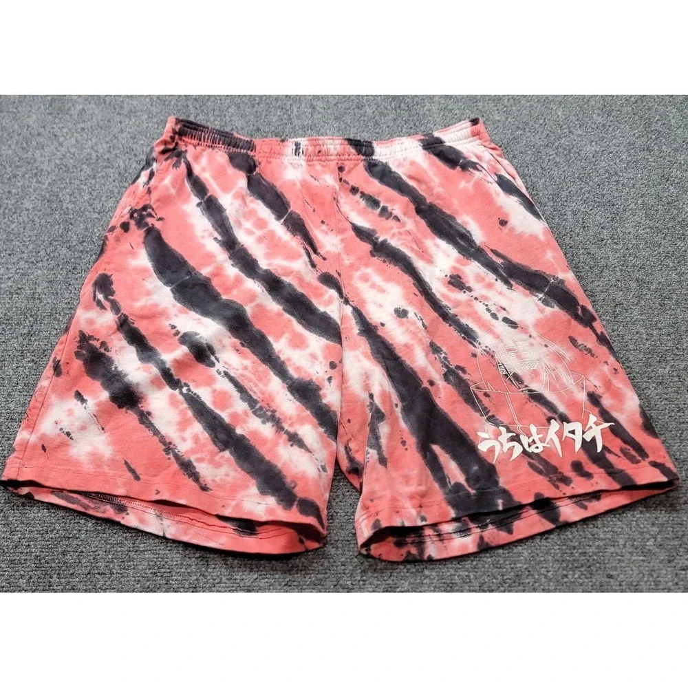 Hypland X Naruto Shippuden Skater Shorts Adult Large Red Tie Dye Inseam 9